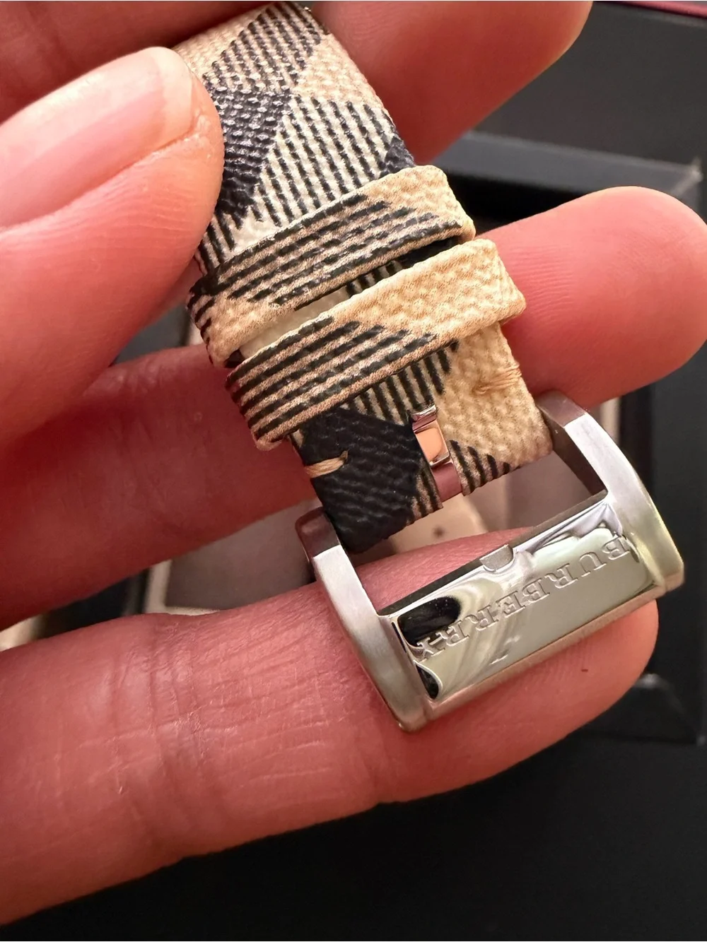 Unused Burberry Beige Plaid Women's Watch with Stainless Silver Case